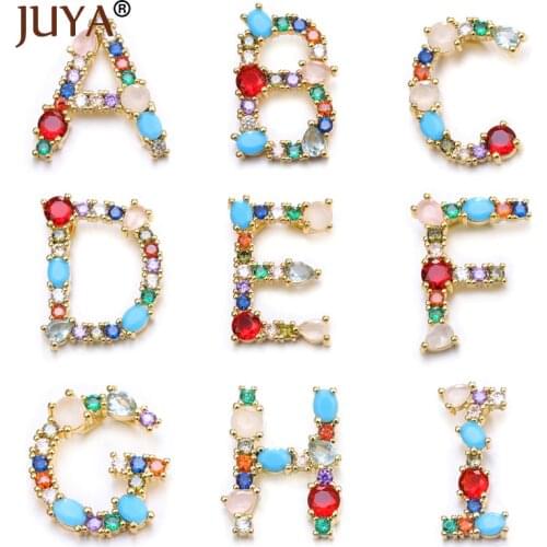 JUYA A-Z Letters Charms Alphabet Rhinestone Pendants For DIY Necklace Jewelry Making Initial Letter Pendant Accessories
