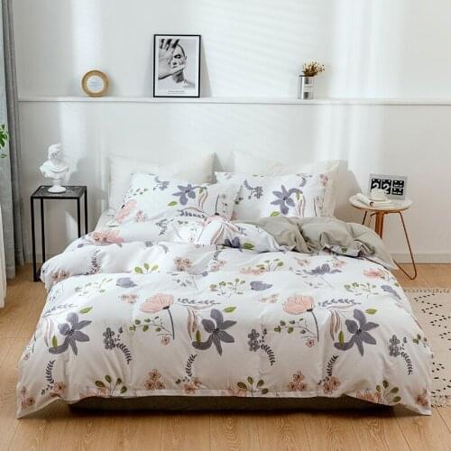 Dropship New 3D Printed Flower Bedding Set Simple Duvet Cover Set With Pillowcase Floral Home Textiles White Bed Linen 2/3pcs