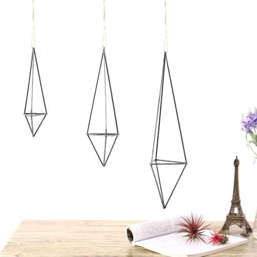 Metal Geometric Hanging Air Plant Holder Rack Air Pineapple Iron Hanging Support