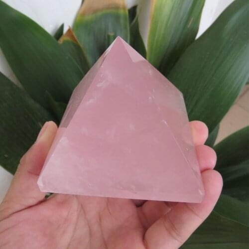 270~360g 70*70mm 100% Natural Madagascar Rose Quartz Crystal Pyramid Reiki Healing Fengshui Home Decoration Mineral Stone