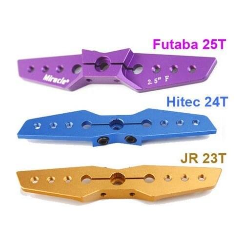 Miracle 2.5"/2.5in Standard Full Double Servo Arm for 23T JR/ 24T Hitec/ 25T Futaba Servo