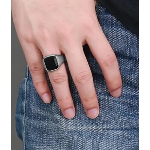 Fashion Men Jewelry Elegant Cubic Stainless Steel Vintage Rings For Men Rings Party Wedding Boyfriend Birthday Gift