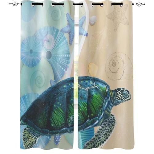 Sea Turtle Shell Starfish Window Interior Curtain Valance Door Room Drape for Kitchen Living Room Bedroom Decoration Curtains