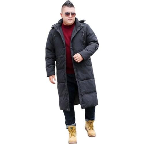 2019 Mens Winter Jacket Fashion Hooded Warm Casual Jacket Mens Long Over Knee Oversized XL-8XL 9XL 10XL Black/Gray Jacket