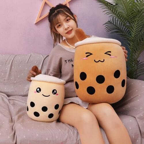 Milk Tea Soft Doll Stuffed Food Boba Real-life Bubble Tea Plush Toy Fruit Tea Cup Pillow Cushion Kids Toys Birthday Girl Gifts