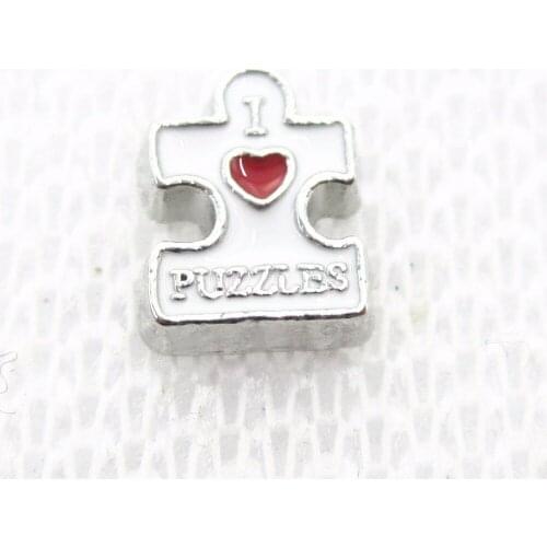 New 20pcs/lot I love puzzles floating charms living glass memory floating locket diy jewelry charms
