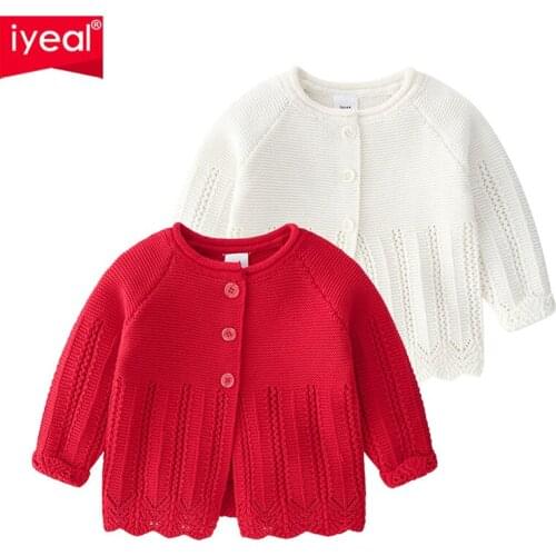 IYEAL New Spring Cotton Sweater Top Baby Girl Children Clothing Princess Girls Knitted Cardigan Sweater Kids Toddler Autumn Wear