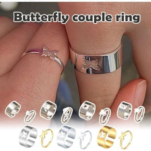 Punk style couple ring mens and womens pair ring combination ins WindNet red fashion personality open index finger ring