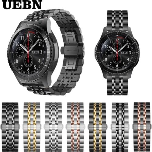 UEBN 20mm 22mm Stainless Steel Strap for Samsung Galaxy Gear Sport S2 S3 Bracelet for Garmin Vivoactive 3 WatchBand