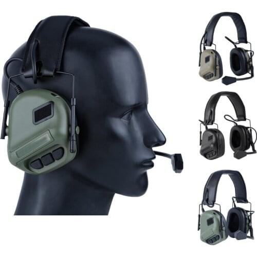 Military Airsoft Shooting Headset Earmuff Microphone Tactical Headsets Use with PTT Earphone Shooting Hunting Accessories