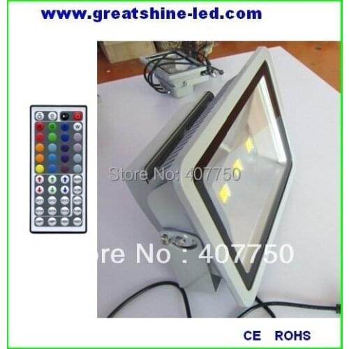 High power Ip65 waterproof 150w 44key or 24 key ir remote rgb led flood light used for stations and warehouses lighting