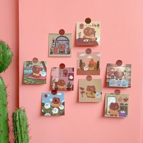 Japanese Cute Animal Teddy Candy Bear Wall Painting Home Decoration DIY Cartoon Bedroom Decoration Card Girl Wall Stickers 2020