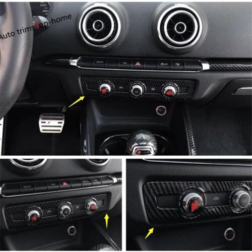 Yimaautotrims Air conditioning Switch Frame Cover Trim Fit For Audi A3 V8 2014 - 2019 Interior Mouldings ABS Carbon Fiber Look