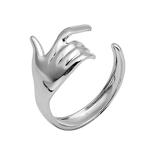 Yungqi Simple Hand Palm Shape U-shaped C Design Ring Korean Version Fashion Adjustable Rings Jewelry for Women Girl Child Gifts