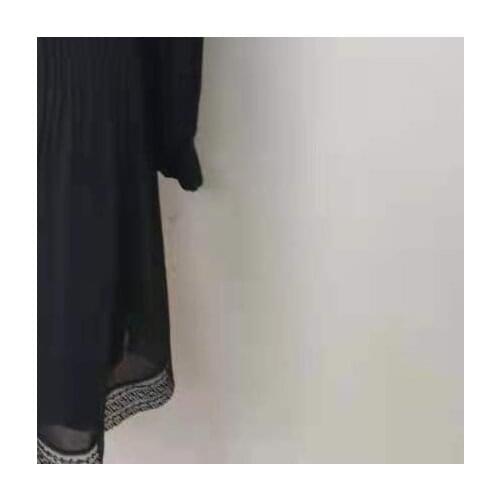 Women Dress 2021 Autumn and Winter Round Neck Waist Pleated Dress