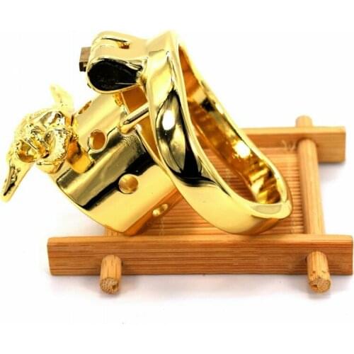 Golden Metal Male Chastity Device Belt Curve Chastity Cage Fetish Lock 87 Cock Rings Chastity Cage
