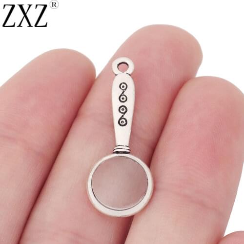 ZXZ 20pcs Tibetan Silver Magnifying Glass Charms Pendants for Bracelet Necklace Jewelry Making Findings 32x12mm