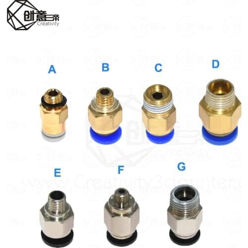 10pcs/lot 3d peinter parts Pneumatic Fittings PC4-M6 many type For 4mm PTFE Tube connector Coupler PC4 3d printer accessories