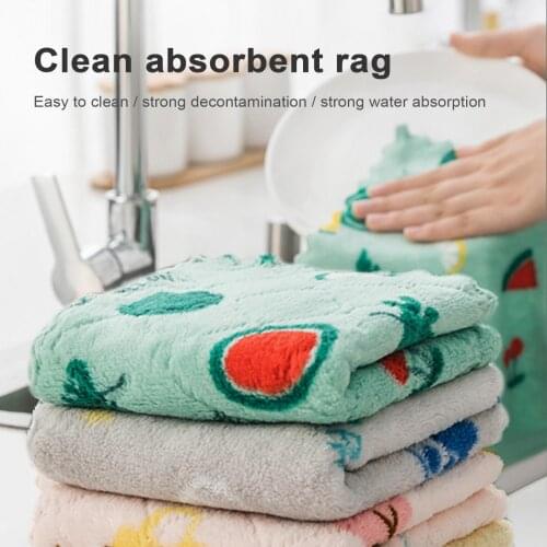 5Pcs Kitchen Thicken Water Absorbent Velvet Cleaning Dish Cloth Towels