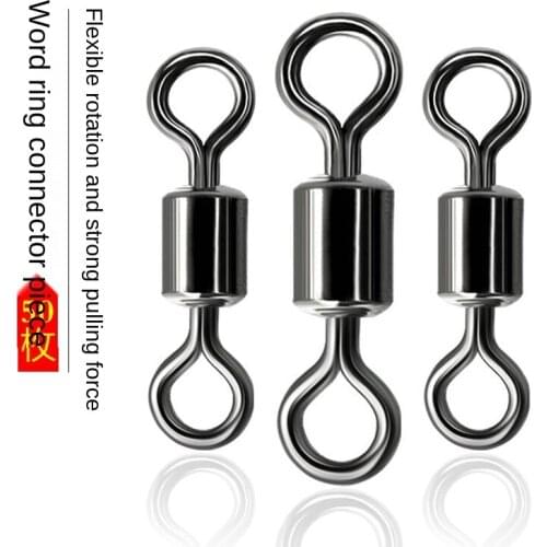 50PCS Pike Fishing Accessories Connector Pin Bearing Rolling Swivel Stainless Steel Snap Fishhook Lure Swivels Tackle