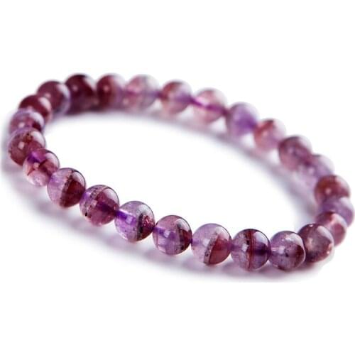 7.5mm Natural Genuine Cacoxenite Auralite 23 Crystal Round Beads Bracelet Women Femme Charm Stretch Bracelets