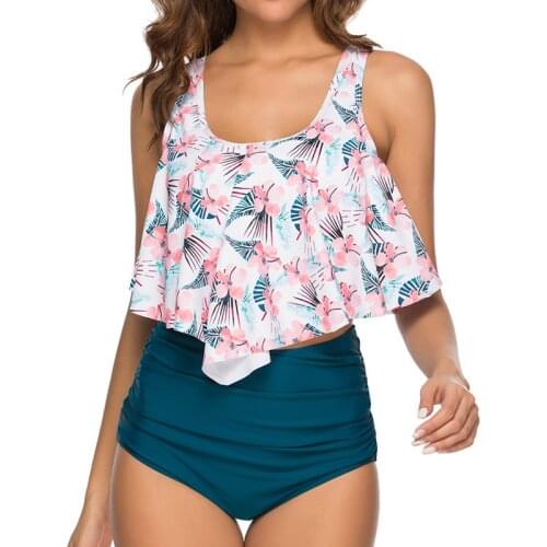 Print Large Swimsuits Plus Size Tankini Sets Female Swimwear Beach Wear Two-Piece Bathing Suit Sports Pool Women Swimming Suits