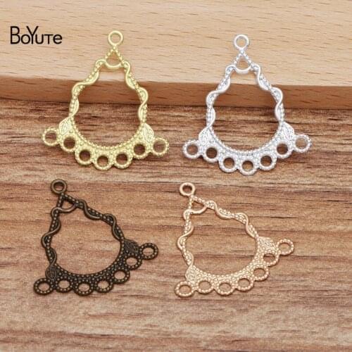 BoYuTe (100 Pieces/Lot) 26*28MM Metal Brass Filigree Connector Pendant Charms for Earrings Jewelry Making Accessories