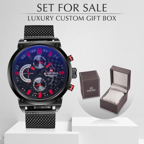 Luxury Naviforce Brand Mens Steel Analog Watches Mens Quartz Clock With box Set For Sale Man Fashion Casual Sports Wirst Watch