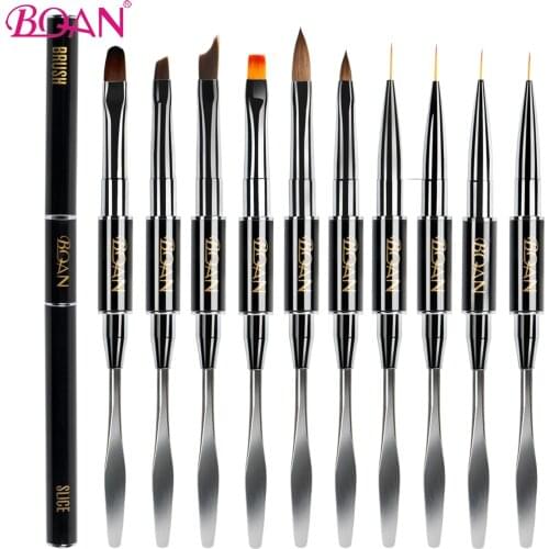BQAN Double Side Nail Brush Painting Pen Nails Acrylic Nail Gel Tip Extension Nail Art Design 2 Side Poly Nail Gel Use Tools