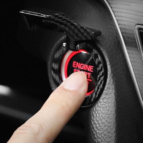 Hot Car Engine Start Stop Button Cover Car Engine Button Cover Decorative Universal Cap Button Carbon Fiber Trim Dropshipping