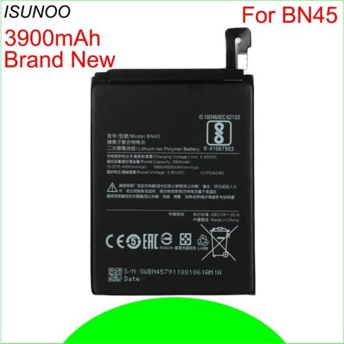 ISUNOO 5pcs/lot BN45 3900mAh Mobile Phone Battery For Xiaomi Mi Note 2 Redmi Note 5 Replacement Battery