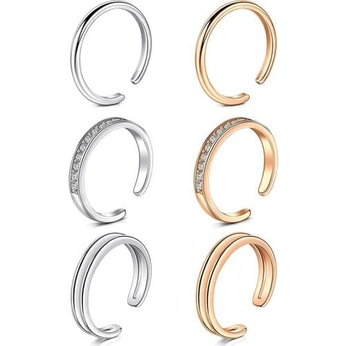 Toe Rings for Women Rose Gold Adjustable Simple Open Band Joint Knuckle Tail Ring Foot Fingers Jewelry for Summer Sandal