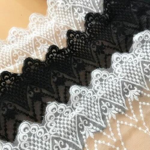 Lace Trim Ribbon Embroidered Flowers Lace Fabric 9.5cm Wide DIY Craft&Sewing Dress Clothing wedding Accessories cotton+mesh wh