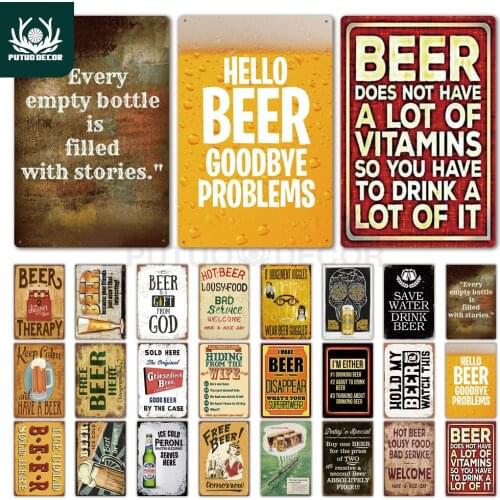Beer Tin Sign Plaque Metal Vintage Pub Funny Metal Sign Plate Wall Decor for Bar Pub Club Man Cave Decorative Iron Painting