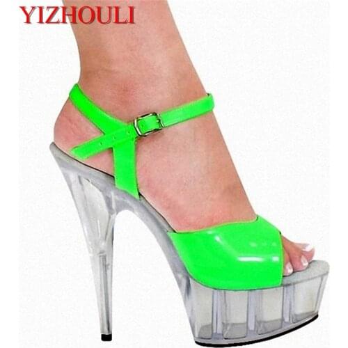 Fashionable many color can choose 15 centimeters tall crystal low sandal, sexy fish mouth sandal