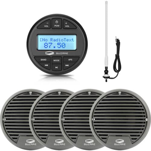 Marine Stereo Audio Bluetooth Boat Radio Car MP3 Player For ATV Bath Yacht+2Pair 3Inch Waterproof Marine Speaker+AM FM Antenna