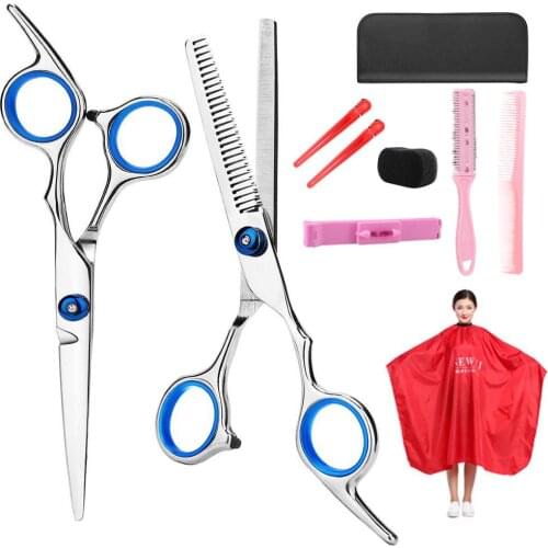 10Pcs Hairdressing Scissors Kit Hair Cutting Scissorsset Hair Scissors Tail Comb Hair Cape Hair Cutter Hairdressing Scissors
