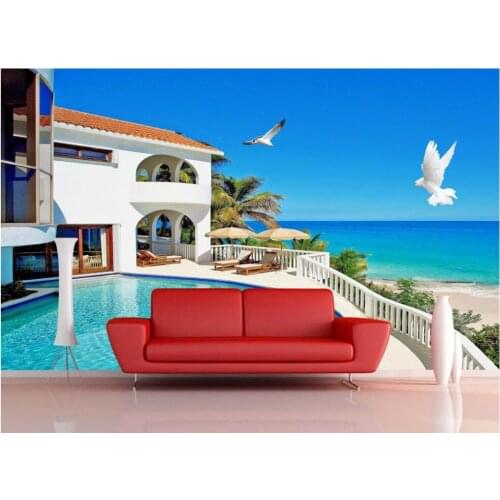 Mural 3d wallpaper Mediterranean landscape 3d wallpaper Eurpean minimalist bedroom living room TV backdrop