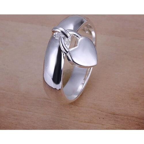 New Lovers Heart Rings Women Silver Plated Ring Korean Fashion Hand Accessories For Gift Elegant Ladies Party Finger Rings