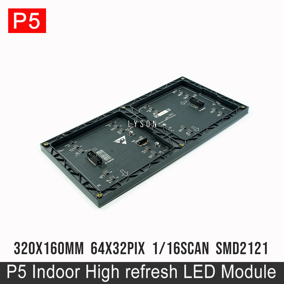 Free Shipping P5 Indoor SMD2121 1/16 Scan Full Color LED Display Module 320x160mm Video Panel 64x32 dots
