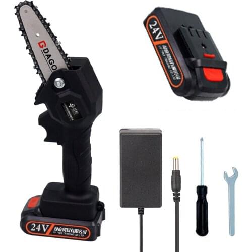 21V Lithium Battery Portable Electric Pruning Saw Rechargeable Mini Brushed Electric Chain Saw Woodworking Garden Logging Saw