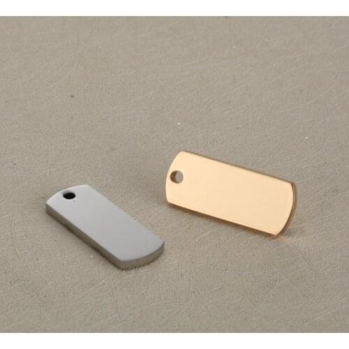 Stainless Steel Blank Rectangular Pendant Gold Color Charms DIY Accessories For Handmade Customized Jewelry Can Engrave LOGO