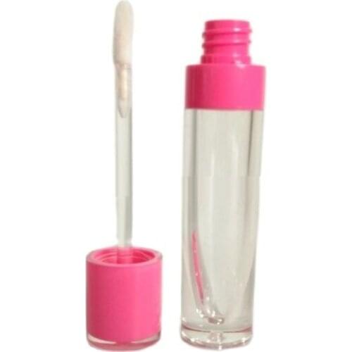 6.5ml Empty Plastic Lip Gloss Tube Pink Black White Cap Round Lipgloss Containers Lip Gloss Tubes Clear Bottle 25pieces