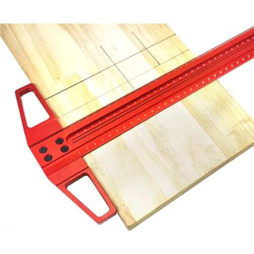 Extended Aluminum Alloy T Type Hole Ruler Glass Special Drawing Advertising Ruler Woodworking Crossed-out Scribing Marking Gauge