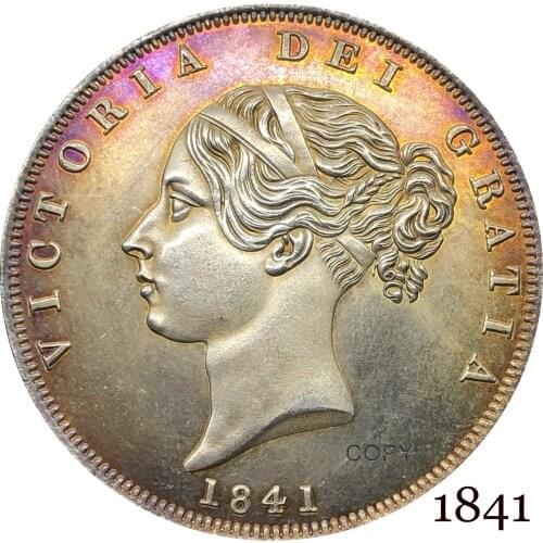 Untied Kingdom 1841 ½ Half Crown Copy Coin Victoria Cupronickel Silver Plated Young Head Replica