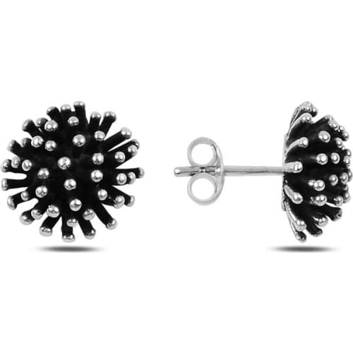 Silverlina Sterling Silver Oxidized Hedgehog Earrings