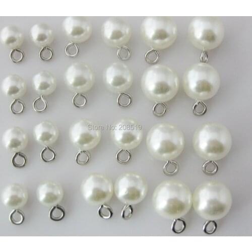 NBNKOL High shining ABS pearl beads for earring 8mm/10mm/12mm hand made garment beads hook buttons 100pcs DIY sewing accessories