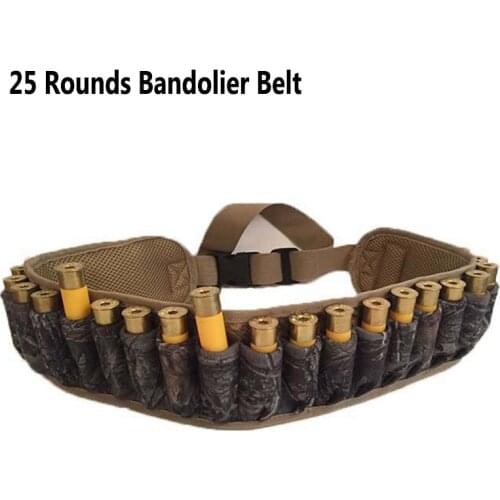 Tactical 25 Rounds Bandolier 12 Gauge Ammo Holder Belt Airsoft Military Rifle Shotgun Cartridges Pouch Waist Belt Holster