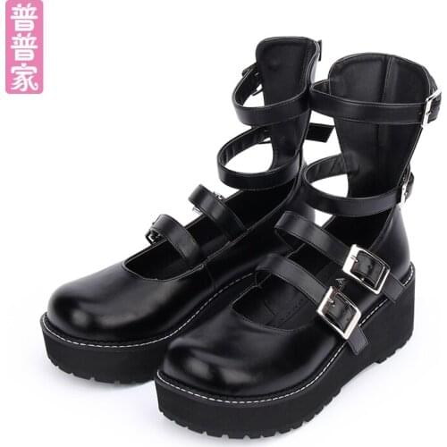 Princess sweet lolita shoes Autumn and spring punk wind round head and high backed sponge cake shoes fashion women pu9613