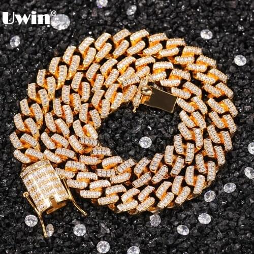 UWIN Hiphop Jewelry 12mm Marquise Chain Necklace for Men Gold Plated Luxury Bracelet Copper CZ Cuban Chains Drop shipping